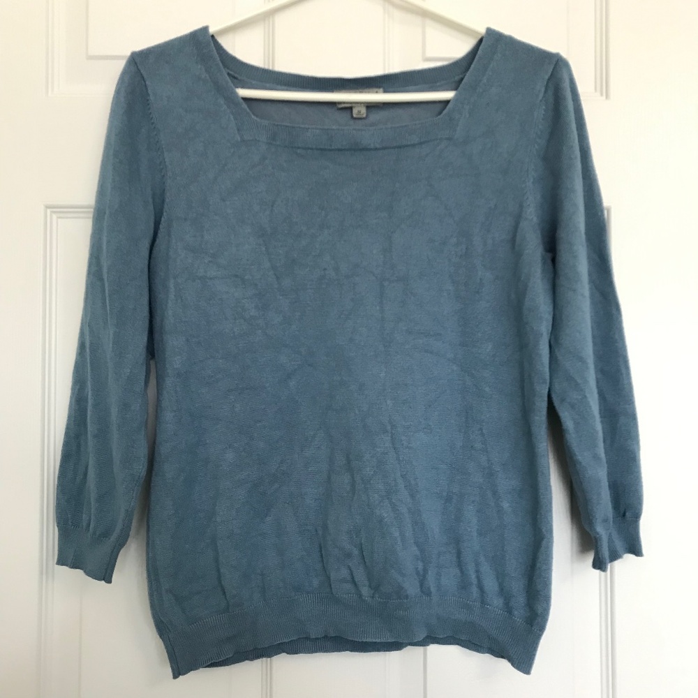 Joseph A Long Sleeve Square Neck Sweater Top M Dusty Blue